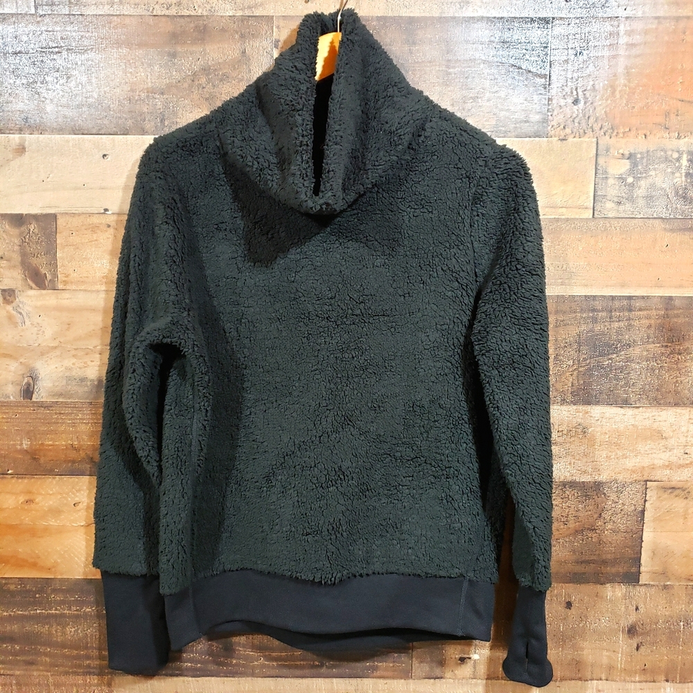 Zelos‎ black fluffy fleece funnel neck pullover sweatshirt NWT womans size XS